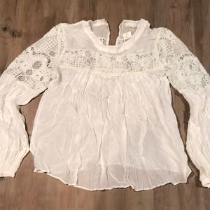 NWT Anthropologie white & lace blouse size 6